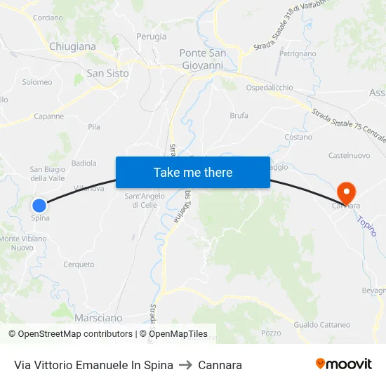 Vittorio Emanuele in Spina Street to Cannara map