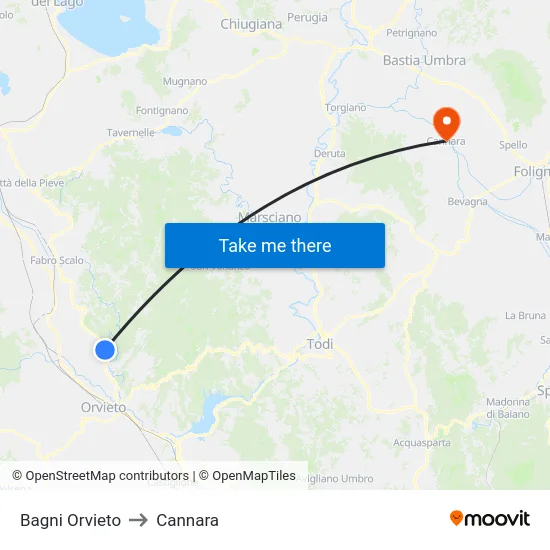 Bagni Orvieto to Cannara map