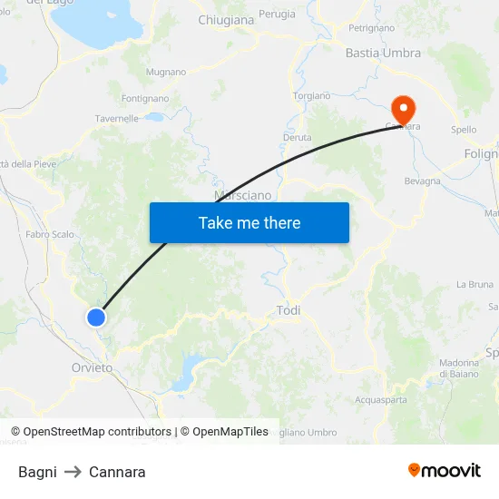 Baths to Cannara map