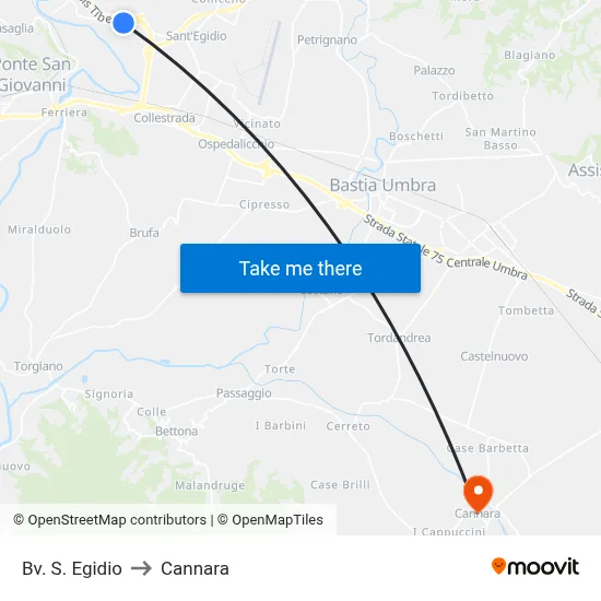 San Egidio Junction to Cannara map