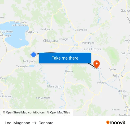 Loc. Mugnano to Cannara map