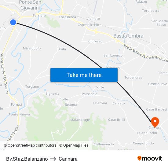 Bv.Staz.Balanzano to Cannara map
