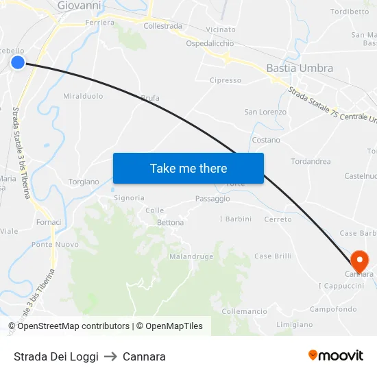 Strada Dei Loggi to Cannara map