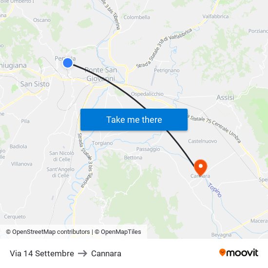 Via 14 Settembre to Cannara map