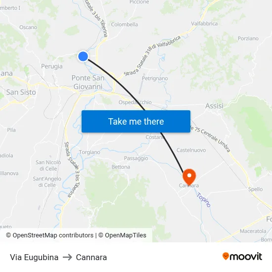 Eugubina Street to Cannara map