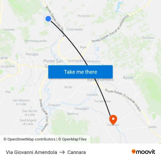 Giovanni Amendola Street to Cannara map