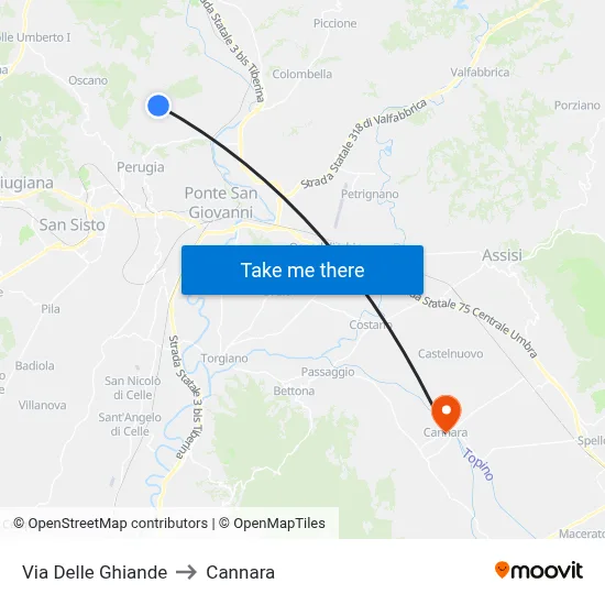 Acorns Street to Cannara map