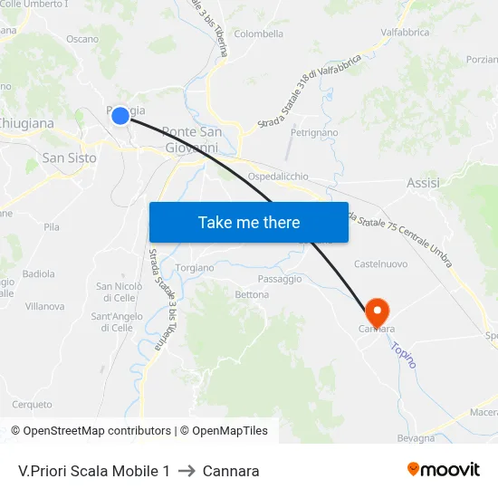 Via Priori Escalator 1 to Cannara map