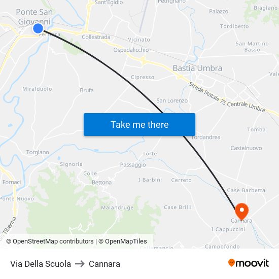 Via Della Scuola to Cannara map