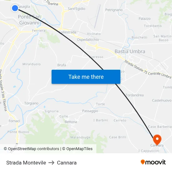 Montevile Road to Cannara map