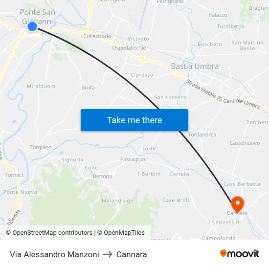 Alessandro Manzoni Street to Cannara map