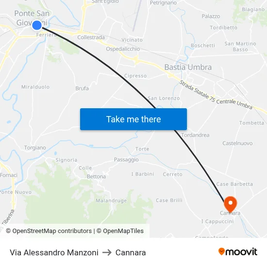 Alessandro Manzoni Street to Cannara map