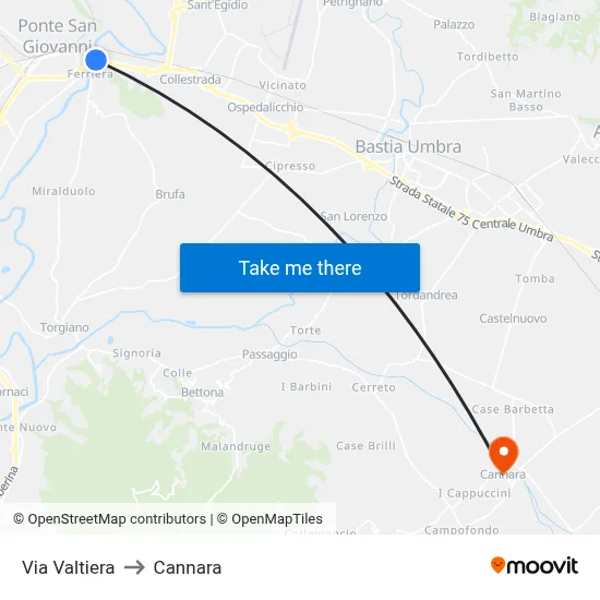 Valtiera Street to Cannara map
