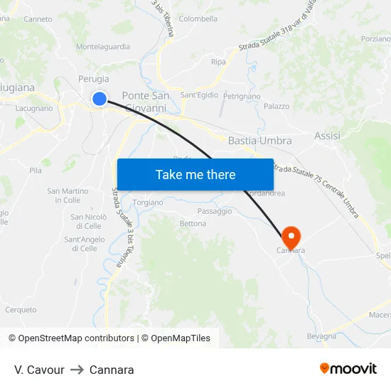 Cavour Street to Cannara map