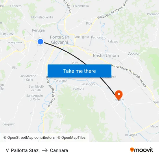 Via Pallotta Station to Cannara map