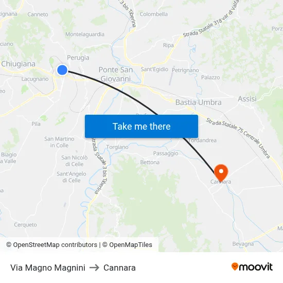 Magno Magnini Street to Cannara map