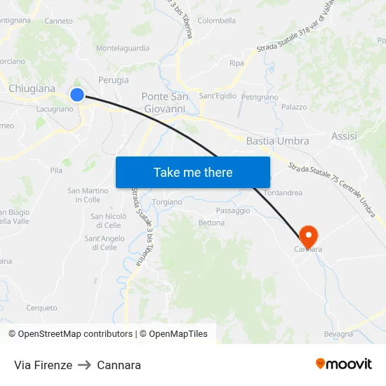 Firenze Street to Cannara map
