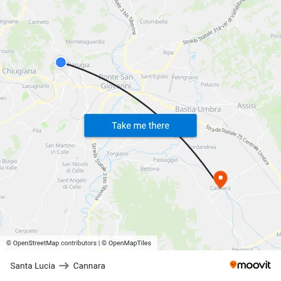 Saint Lucy to Cannara map