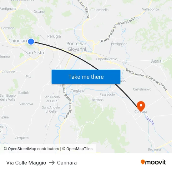 Via Colle Maggio to Cannara map