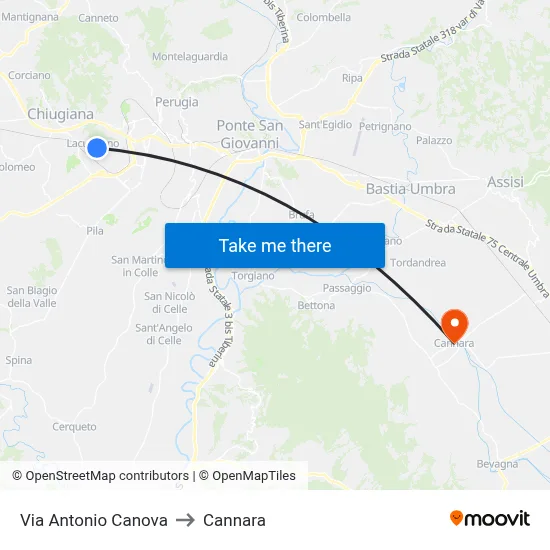 Antonio Canova Street to Cannara map