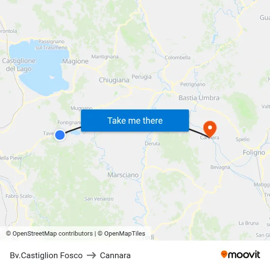 Castiglion Fosco Junction to Cannara map