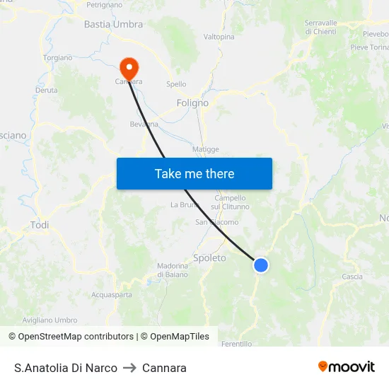 Sant'Anatolia Di Narco to Cannara map