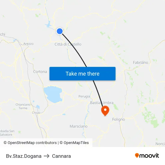 Dogana Station Junction to Cannara map