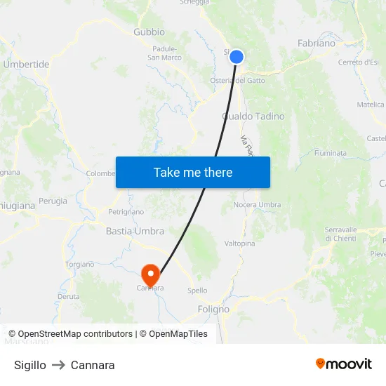 Sigillo to Cannara map