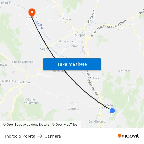Poreta Intersection to Cannara map