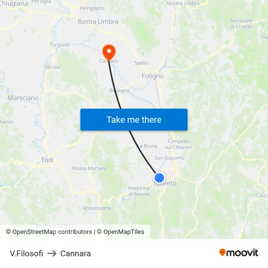 Filosofi Street to Cannara map