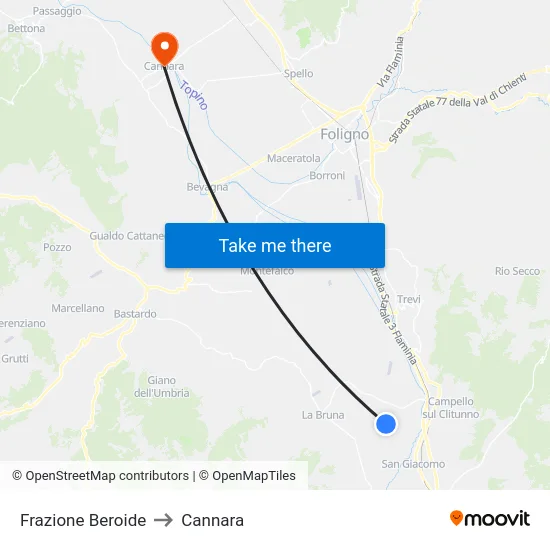 Frazione Beroide to Cannara map