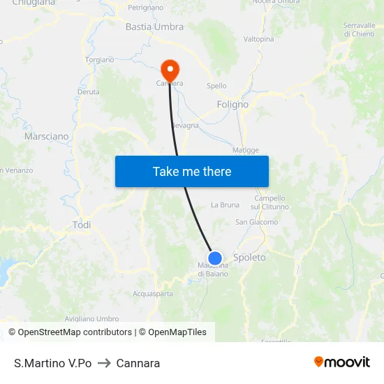S.Martino V.Po to Cannara map