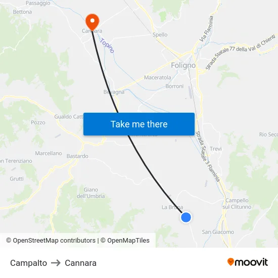 Campalto to Cannara map