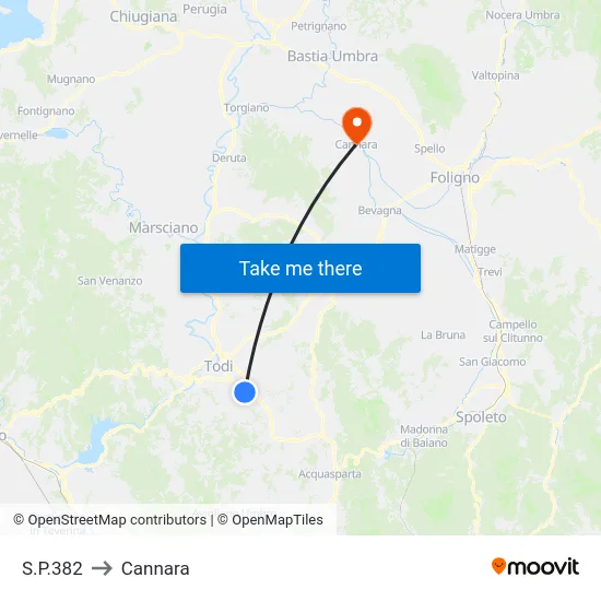 S.P.382 to Cannara map