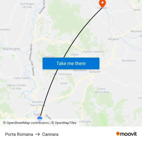 Roman Gate to Cannara map