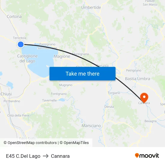 E45 Lake to Cannara map