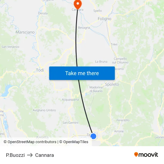 P. Buozzi to Cannara map