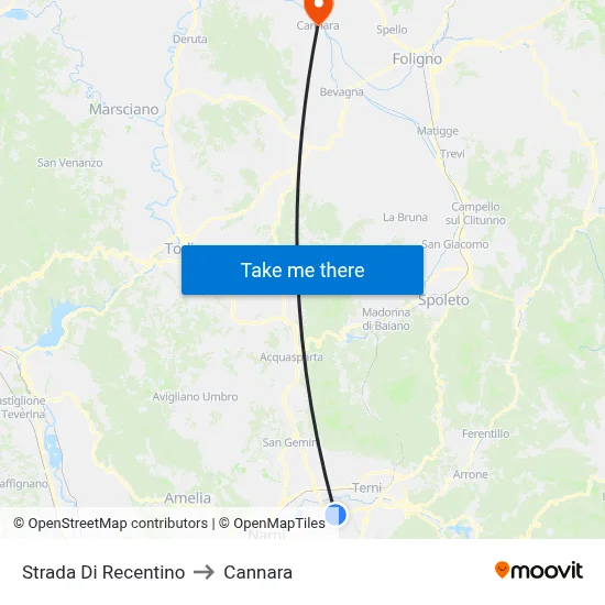 Recentino Road to Cannara map