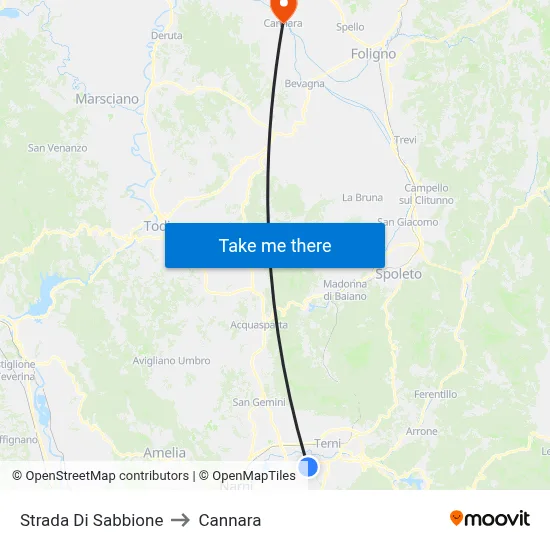 Sabbione Road to Cannara map