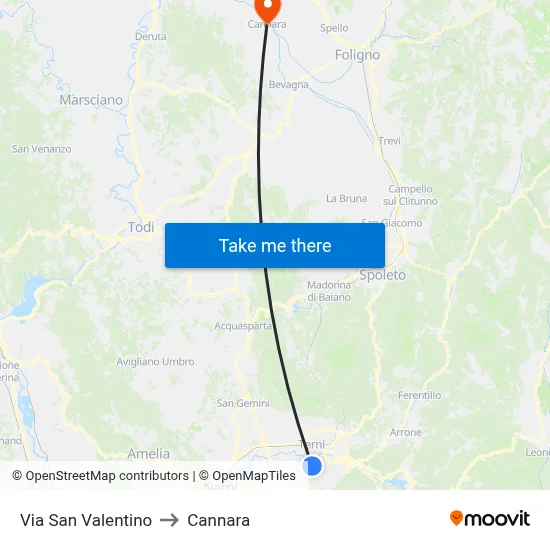San Valentino Street to Cannara map