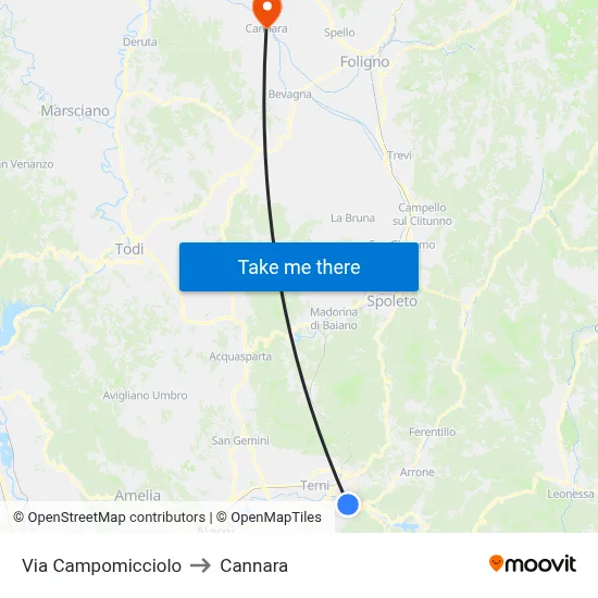 Campomicciolo Street to Cannara map