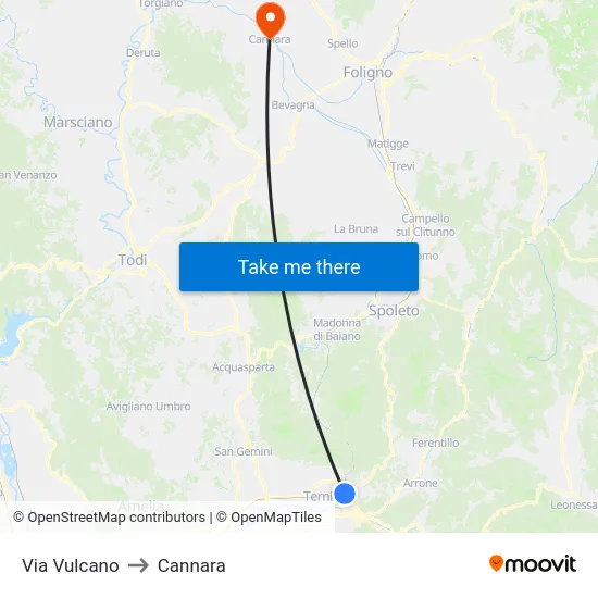 Via Vulcano to Cannara map