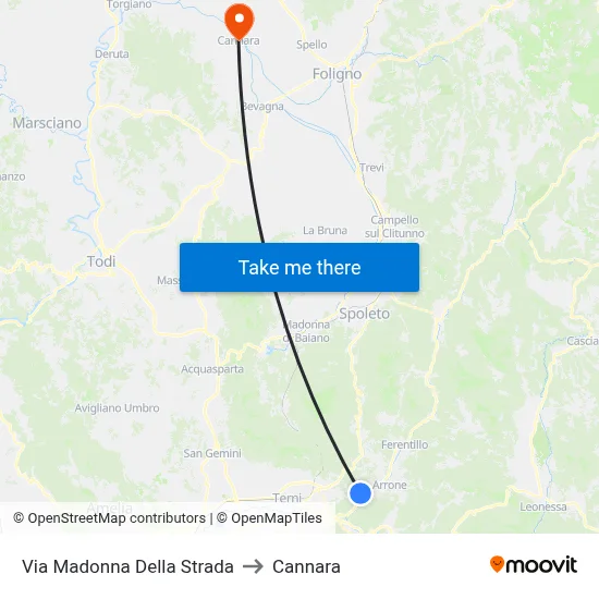Madonna Della Strada Street to Cannara map