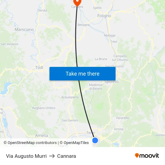 Via Augusto Murri to Cannara map