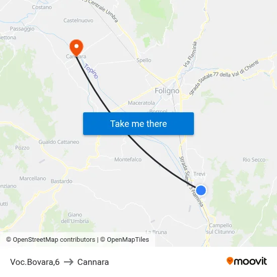 Bovara Area 6 to Cannara map