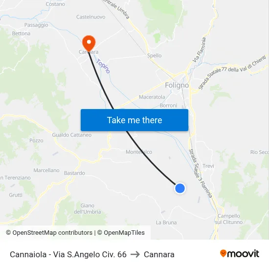 Cannaiola - Via Sant'Angelo No. 66 to Cannara map