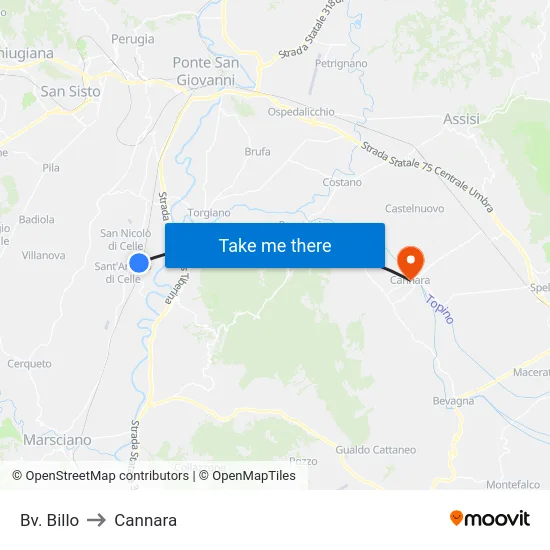 Bv. Billo to Cannara map