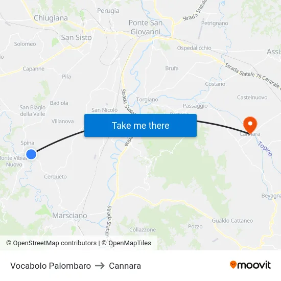 Vocabolo Palombaro to Cannara map