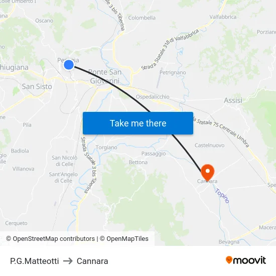 P.G.Matteotti to Cannara map