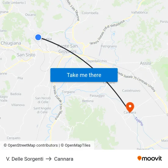 Springs Street to Cannara map